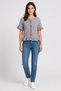 Women Crew Neck Short Sleeve Knitted Sweater, Grey - 2