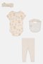 Toddlers Girl 4 Pcs Allover Print Bodysuit And Pants With Bib And Headband Set, Multicolor - 3