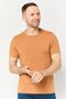 Men Crew Neck Short Sleeves Yarn Dye T-Shirt, Tan