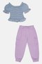 Toddlers Girl 2 Pcs Plain Top And Pants Set, Multicolor - 2