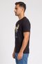 Men Crew Neck Short Sleeve Brand Logo T-Shirt, Black - 3