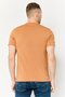 Men Crew Neck Short Sleeves Yarn Dye T-Shirt, Tan - 4