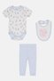 Toddlers Girl 3 Pcs Floral Print Bodysuit And Leggings With Bib Set, Multicolor - 2