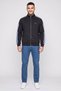 Jeans Men High Neck Embroidered Logo Long Sleeve Full Zip Sweatshirt, Black - 2
