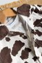 Cow Patterned Jacket with Crest Detail and Brown Trousers Unisex Children's 2-Piece Set - Brown - 3