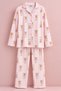 Girl's Seasonal Long-Sleeved Buttoned Pajama Set with Ruffles - 2