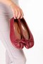 Women's Genuine Leather Bowknot Flip-Flop Ballerinas Ch.123 Burgundy - 4
