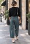 Women's Pale Navy Blue Antique Washed 100% Cotton Balloon Jeans High Waist - 3