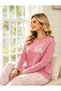 Plus Size Pink Color Bow Pattern Stylish Comfortable Fabric Women's Pajama Set (2Xl-3Xl-4Xl Sizes) - 2