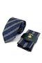 Navy Blue Beige Herringbone Pattern Classic Tie with Handkerchief Kk14156 - 6