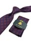 Burgundy Navy Blue Motif Patterned Classic Tie with Handkerchief Kk14080 - 2