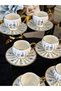 6-Piece Blue Color Patterned Porcelain Coffee Cup Set 90 ml - 7