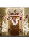 Merry Christmas Banners, Sock Shaped Burlap Banners, Christmas Banners Flags, Indoor/Outdoor Vintage Hanging Decorations, 14 Pieces, Red, Plaid - 4