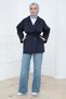 Double-Breasted Collar Short Trench Coat Navy Blue Hm2977 - 3