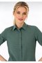 Women's Dark Green Long Sleeve Slim Shirt. - 2