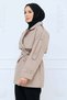 Double-Breasted Collar Short Trench Coat Mink Hm2977 - 6