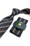 Black Beige Herringbone Pattern Classic Tie with Handkerchief Kk14154 - 4