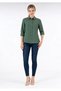 Women's Dark Green Long Sleeve Slim Shirt. - 4
