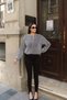Glittery Fabric Zippered Lined Jacket Gray - 7