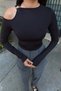 Diver Fabric Shoulder Buckle Blouse Black - 5