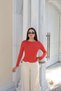 Dalgıç Kumaş Flounce Blouse Red - 4
