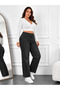 Women's Plus Size Black Washed Destroy Detailed Non-Lycra Jean Trousers - 4