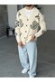 Ethnic Motif V-Neck Knitwear Cardigan t Cream - 3