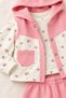 Baby Girl Floral Patterned Hooded Long Sleeve Vest 3-Piece Set - 2