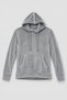 Women's Hooded Soft Velvet Textured Gray Sweatshirt with Pockets