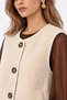 4978 Women's Pocketed Buttoned Soft Textured Fleece Vest Natural - 2