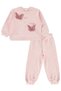 Butterfly Embroidered Tracksuit Set for 2-5 Years Old - Pink - 4
