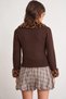 6979 Women's Leopard Fur Collar Buttoned Vintage Knitwear Cardigan Brown - 4