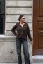 Double Zipper Knitwear Cardigan Brown - 2