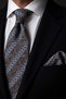 Beige Blue Herringbone Pattern Classic Tie with Handkerchief Kk14158
