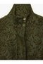 Oversize Jacquard Floral Stand Collar Bomber Jacket Long Sleeve Zippered - 3
