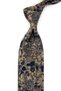 Beige Navy Blue Floral Pattern Classic Tie with Handkerchief Kk14126