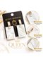 Rectangular Dangle Silver Metal Modern Women's Earrings with Stone and Marble Pattern - 2