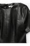 A-Line Faux Leather Mini Dress Short Sleeve Crew Neck - 7