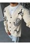 Ethnic Motif V-Neck Knitwear Cardigan t Cream - 4