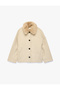 Buttoned Long Sleeve Short Cashmere Coat with Pockets and Detachable Faux Fur Collar