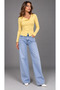 Yellow Button Detailed Long Sleeve Blouse