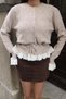 Lace-Up Elastic Knitwear Cardigan Beige - 7