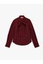 Long Sleeve Scarf Collar Striped Shirt Viscose - 5