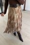 Belted Asymmetrical Cut Glittery Camel Patterned Chiffon Skirt - 2