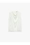 Sleeveless Draped High Neck Textured Satin Blouse