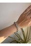 Knitted Patterned Thick Stainless Steel Silver Color Bracelet