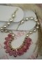 Pink Glass Drop Detailed Chunky Pearl Women's Necklace - 2