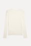 Women's Ecru Modal Blend Fitted Crew Neck Long Sleeve T-Shirt - 2