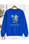 Women's Forget-Me-Not Floral Printed Crew Neck Sweatshirt - Oversized Sweatshirt with Typography Pattern