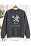 Women's Forget-Me-Not Floral Printed Crew Neck Sweatshirt - Oversized Sweatshirt with Typography Pattern